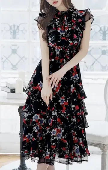 SETTAN/세탄 플라워 프린트/티어드/프릴/A라인
