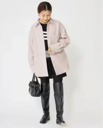 이에나 숏 비버 셔츠 블루종