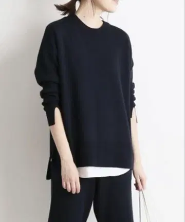 SLOBE IENA 워셔블 스무스 니트 풀오버 네이비