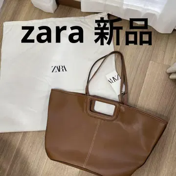 택 포함 미사용 새상품 zara 토트백 A4 A 3 가죽 브라운