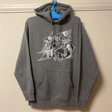 made in usa 그레이 후드 부착 후드티 그래픽 디자인