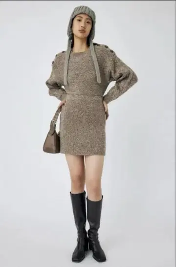 MOUSSY 숄더 버튼 미니 드레스