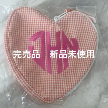JNHearts 깅엄 체크 하트 파우치 오렌지 미사용 새상품