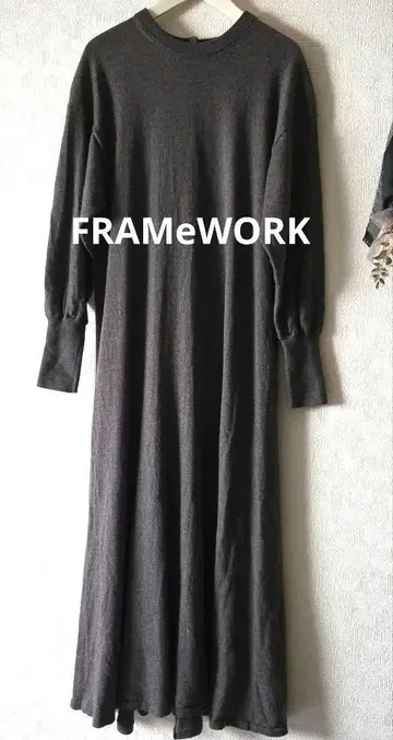 FRAMeWORK 프레임워크 백 버튼 니트 원피스 롱 브라운 계열
