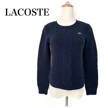 LACOSTE 라코스테 악어 로고 자수 케이블 니트 긴팔 스웨터 42
