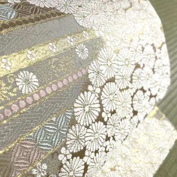 순수 실크 후쿠로 오비 [ 자수 흐르는 꽃 ]