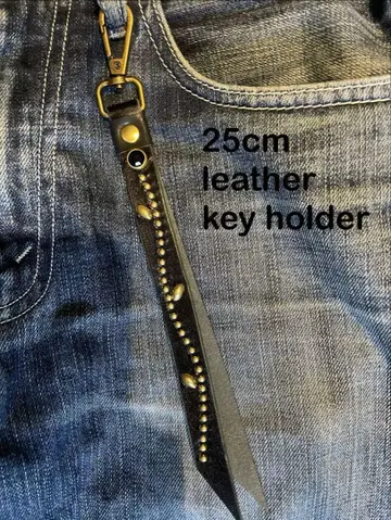 25cm 가죽 스터드 키링 블랙 CALEE schott 좋아하는 분