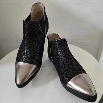 미사용 CAVACAVA 사이드 고어 숏부츠 천연 가죽 23cm