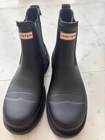 HUNTER 블랙 레인 슈즈 첼시 부츠