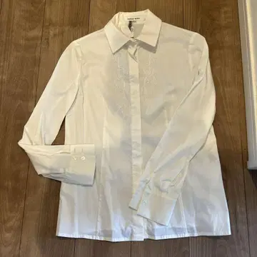 Hanae Mori 화이트 자수 셔츠