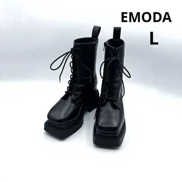 에모다 EMODA 탱크 레이스업 부츠 L 블랙 사이드 지퍼
