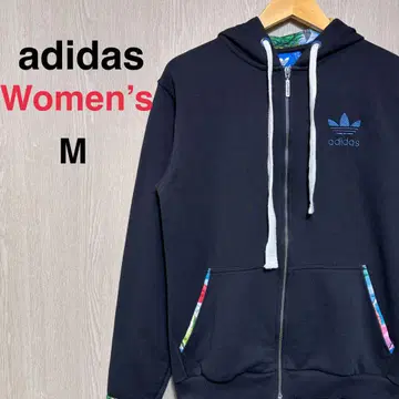아디다스 오리지널 집업 후드티 여성용 M 블랙 자수