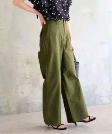 Spick and Span 린넨라이크 카라미 팬츠 와이드 베이커 팬츠