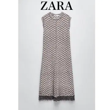 zara 자카드 무늬 롱 원피스 슬리브리스