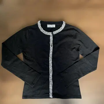 Private Label 블랙 가디건 펄 장식