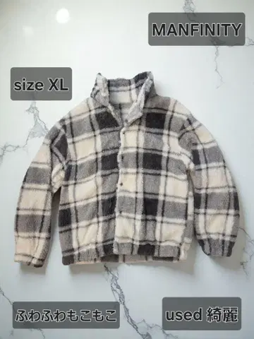 MANFINITY 체크 무늬 플리스 복슬복슬 자켓 XL