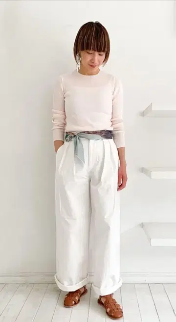 GALERIE VIE 화이트 와이드 팬츠