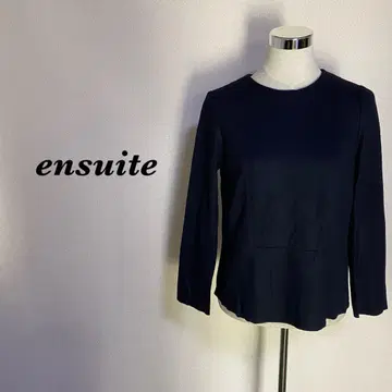 [울 100%] ensuite 니트 블라우스 절개 블랙 M 4698N