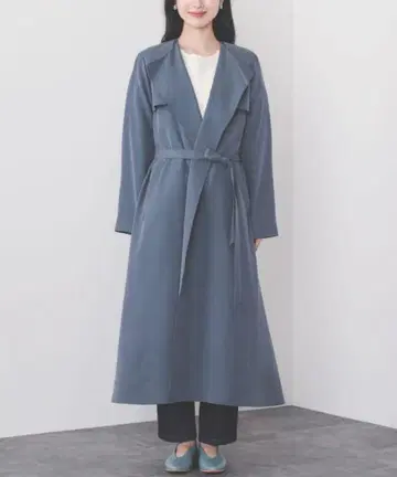 BEAMS HEART 노카라 트렌치코트 블루