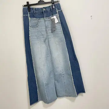지나시스 리메이크 데님 롱 스커트