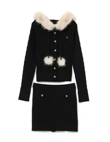 Reo fur knit set up Black
