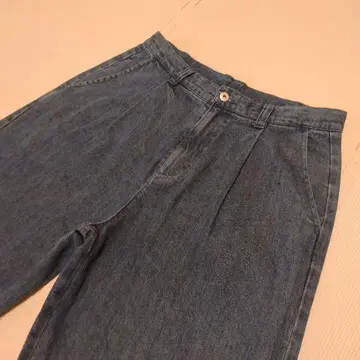 RODEO CROWNS 턱 와이드 팬츠 데님 청바지 블루 L