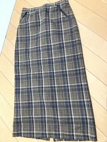 Bab 브라운 체크 무늬 타이트 스커트 뒷 슬릿