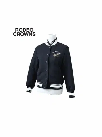 RODEO CROWNS 로데오 크라운 자수 로고 바시티 자켓 블랙 / S