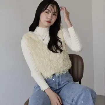 택 포함 미사용 새상품 블루이스트 페더 프린지 베스트
