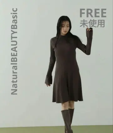 플레어 슬리브 미니 니트 원피스 NATURAL BEAUTY BASIC