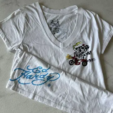 Ed Hardy 스컬 바이크 디자인 T셔츠 S