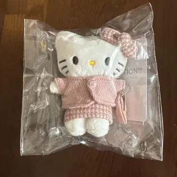 헬로키티 로리즈팜 트위드 핑크 체크 키링