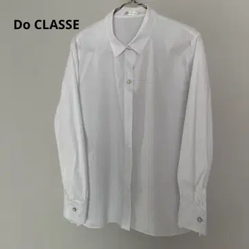 DoCLASSE 화이트 긴팔 셔츠 레이스 꽃 버튼 M