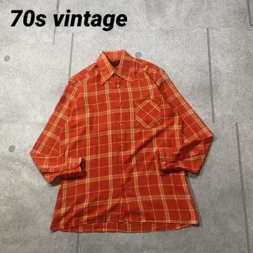 70s 빈티지 긴팔 셔츠 굿 컬러 체크 M