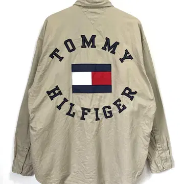 90s TOMMY HILFIGER 뒷면 초빅 자수 아치 로고 긴팔 셔츠