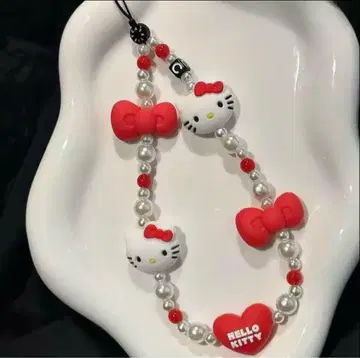 [ 미사용 새상품 ] 헬로키티 스트랩 빨흰 HELLOKITTY