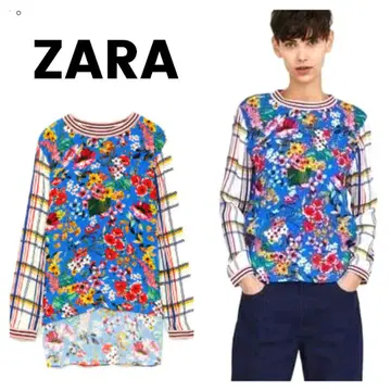 미사용 ZARA 대비 프린트 패턴 플라워 꽃무늬 자라