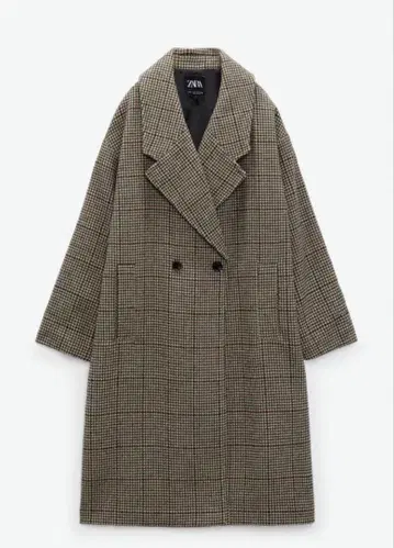 ZARA 체크 무늬 체스터 코트