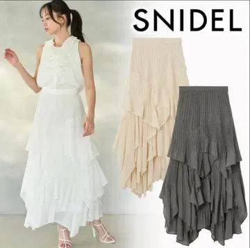 SNIDEL 플리츠 프릴 롱 스커트