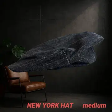 [ NEW YORK HAT ] made in USA 헌팅 캡 블랙 데님