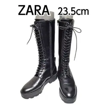ZARA 블랙 레이스업 롱 부츠 23.5cm