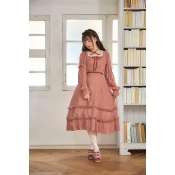 시마무라 여성용 클래시컬 프릴 벨로아 원피스 미나카타 유이