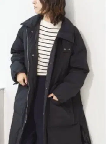 롱 스텐 칼라 다운 코트 블랙 M