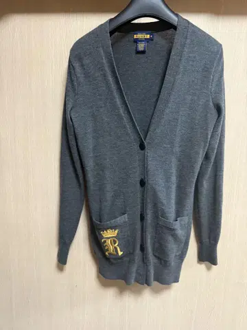 랄프 로렌 Rugby 그레이 버튼 가디건 여성용 S