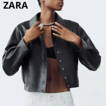 [ ZARA ] 자라 택 포함 에코 가죽 자켓 블랙