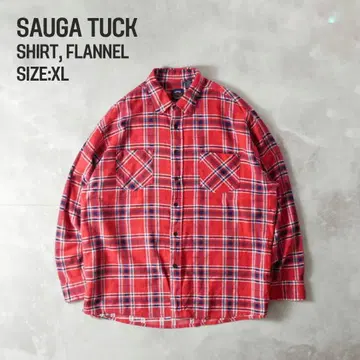 SAUGATUCK 90s 체크 플란넬 셔츠 레드 XL