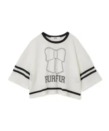 새상품 FURFUR 리본 로고 프린트 메쉬 T셔츠 화이트