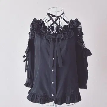 엔젤릭 프리티 7부 소매 블라우스 블랙