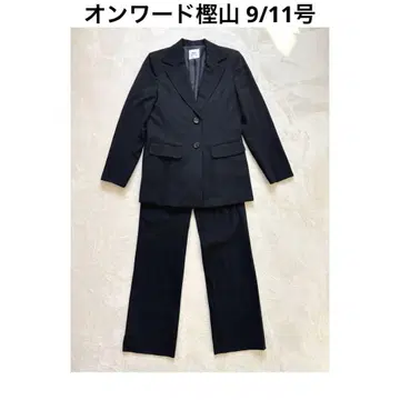 [ 9/11호 ] 온워드 카시야마 여성 팬츠 수트 블랙 비즈니스 오피스