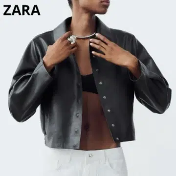 [ ZARA ] 자라 택 포함 에코 가죽 자켓 블랙